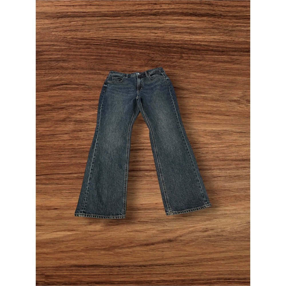 Old Navy Jeans Womens 12 Petite Blue Baby Boot-Cut High-Rise Stretch